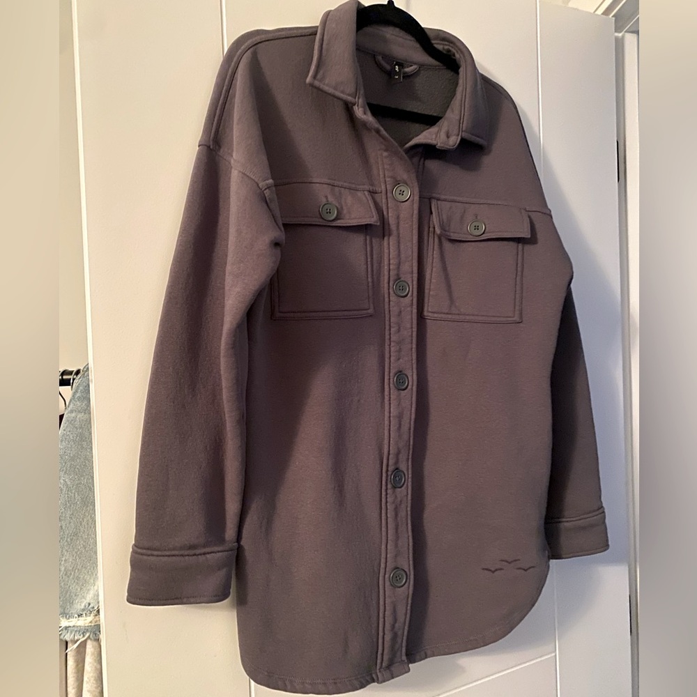 LAZYPANTS- Stylish Gray Button-Up Shacket - Picture 2 of 13